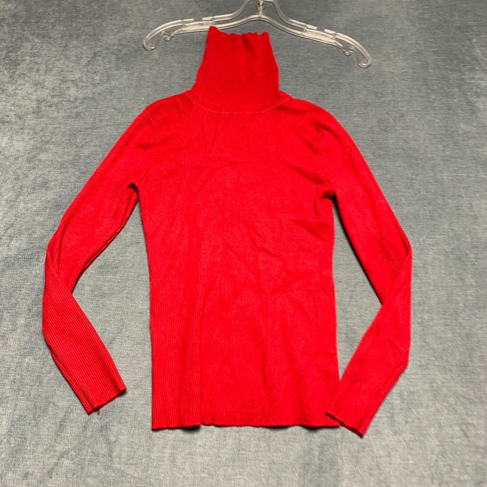 Cielo Sweater Women Medium Red Ribbed Knit Classic Fit Turtleneck Winter Outdoor